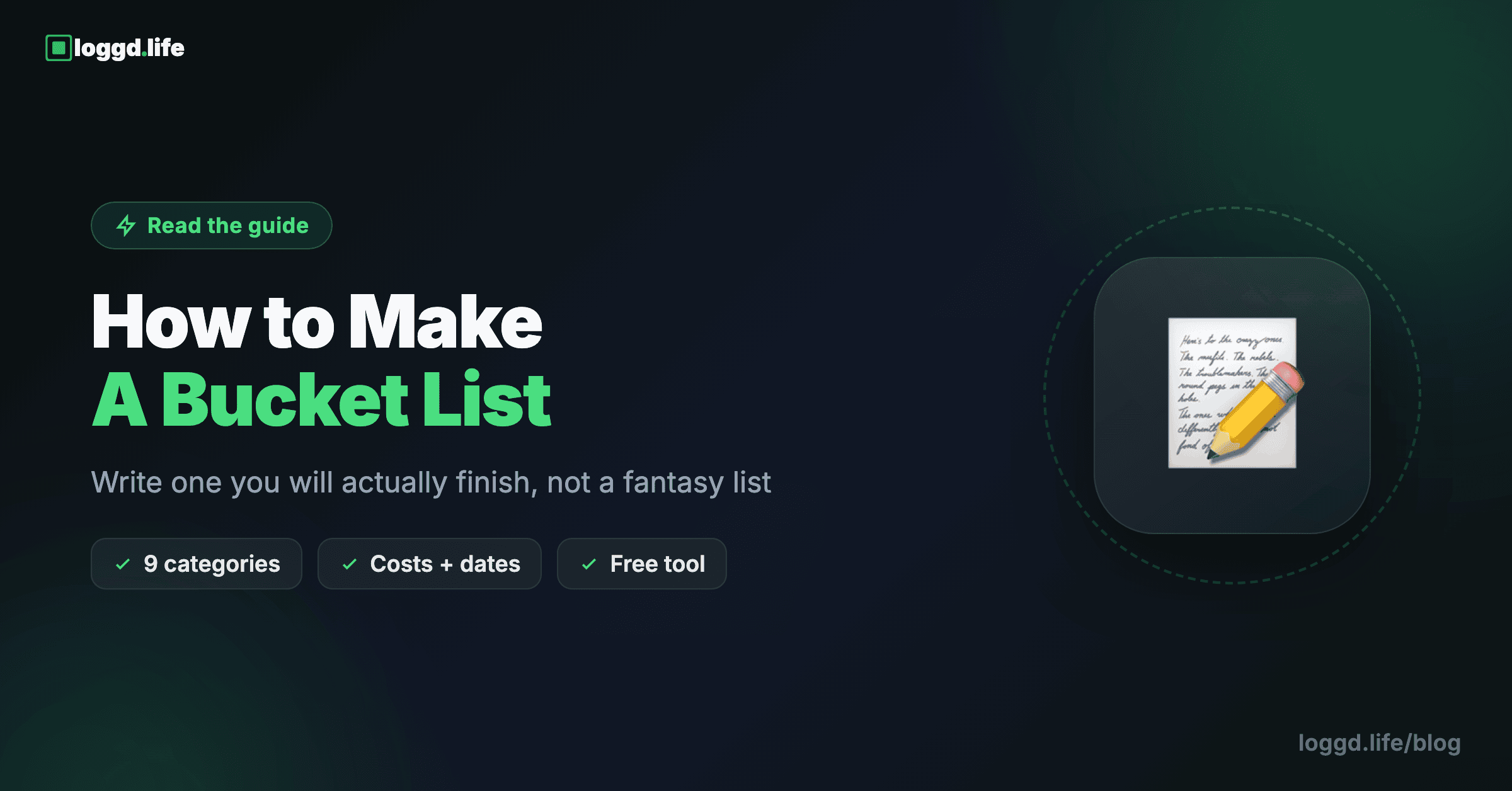 A bucket list with a couple of items checked off, illustrating progress and follow-through